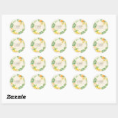 Rustieke citroen citrus boho zomer bruiloft ronde sticker (Vel)