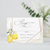 Rustieke citroen citrus boho zomer bruiloft RSVP kaartje (Staand voorkant)