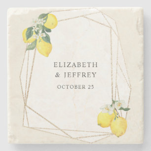 Rustieke citroen citrus boho zomer bruiloft stenen onderzetter