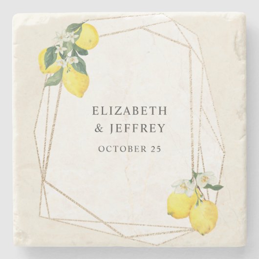 Rustieke citroen citrus boho zomer bruiloft stenen onderzetter (Voorkant)