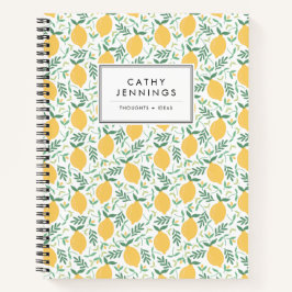 Rustieke citroen citrus gele zomer groene bladeren notitieboek