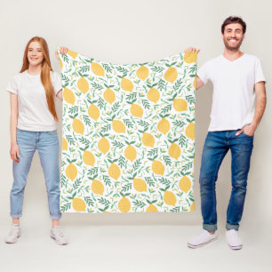 Rustieke citroen gele zomer tropische bladeren pat fleece deken