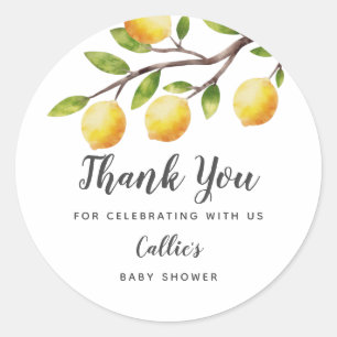 Rustieke citroen Gender Neutraal Baby shower Ronde Sticker