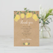 Rustieke citroenen baby shower gedicht bedankkaart (Staand voorkant)