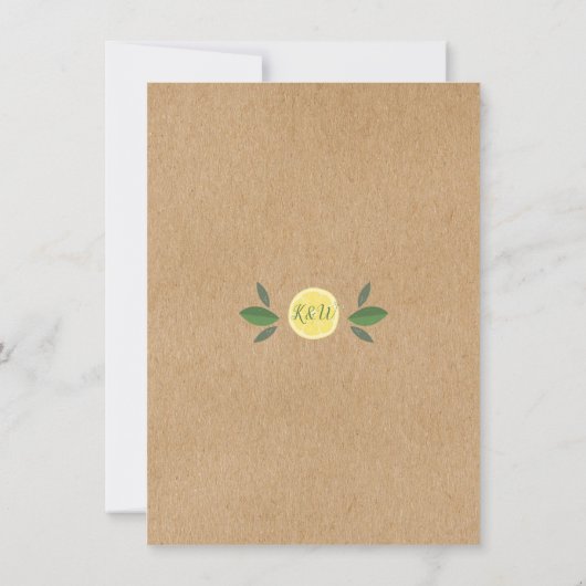 Rustieke citroenen baby shower gedicht bedankkaart (Achterkant)