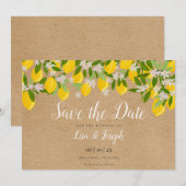 Rustieke citroenen bloeien Elegant Schrift Save The Date (Voorkant / Achterkant)