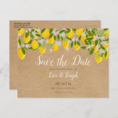 Rustieke citroenen bloesem Elegant Save the Date Aankondigingskaart (Voorkant / Achterkant)