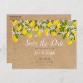 Rustieke citroenen bloesem Elegant Save the Date Briefkaart (Voorkant / Achterkant)