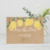 Rustieke citroenen Boho elegante script Save The Date (Staand voorkant)