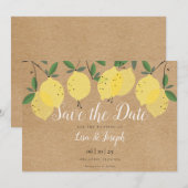 Rustieke citroenen Boho elegante script Save The Date (Voorkant / Achterkant)