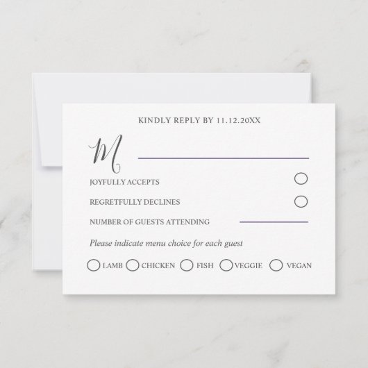 Rustieke citroenen en lavendel bruiloft RSVP (Achterkant)