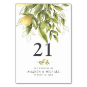 Rustieke citroenen groen bruiloft tafel tentteken kaart (Voorkant)