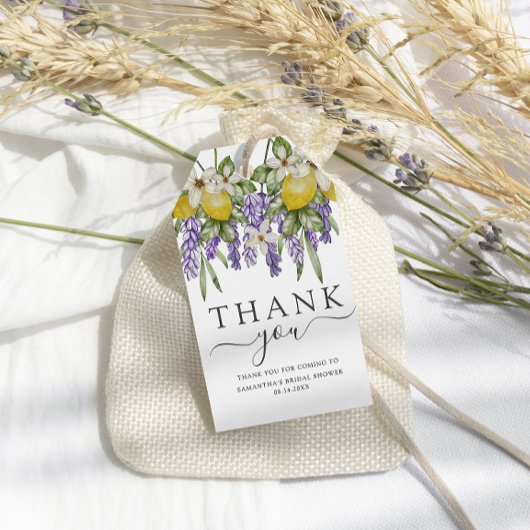 Rustieke citroenen & lavendel bruidsfeest cadeautj cadeaulabel