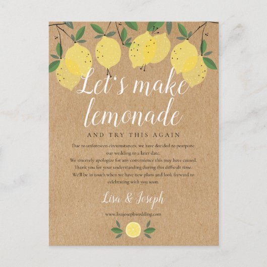 Rustieke Citroenen Verander de Datum Uitgestelde F Briefkaart (Voorkant)