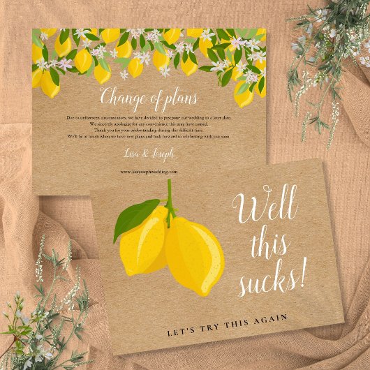 Rustieke citroenen veranderen de datum uitgesteld  save the date