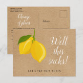 Rustieke citroenen veranderen de datum uitgestelde aankondigingskaart (Voorkant / Achterkant)