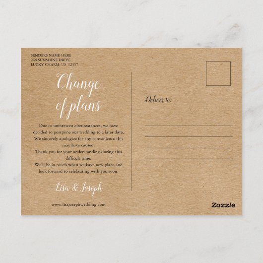 Rustieke citroenen veranderen de datum uitgestelde briefkaart (Achterkant)