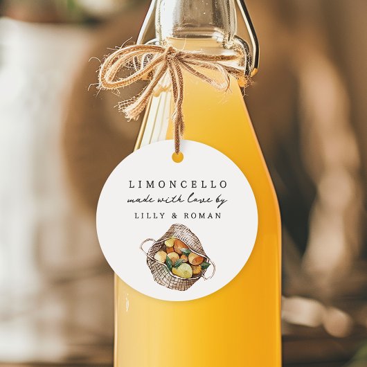 Rustieke citroenmand Persoonlijke Limoncello Bedankjes Labels