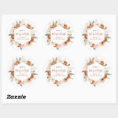 Rustieke Citrus Bloemen Kerstvakantie Ronde Sticker (Vel)