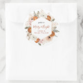 Rustieke Citrus Bloemen Kerstvakantie Ronde Sticker (Tas)