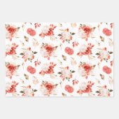 Rustieke Citrus Bloemige Waterverf Drie-pack Inpakpapier Vel (Voorkant)