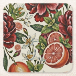 Rustieke Citrus Bloemige zomer Bruidsdouche Kartonnen Onderzetters
