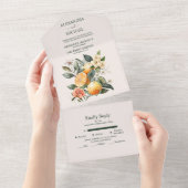 Rustieke Citrus Bruiloft in Waterverf All In One Uitnodiging (Afscheurbaar)