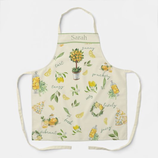 Rustieke Citrus citroen geel gepersonaliseerd Schort (Voorkant)