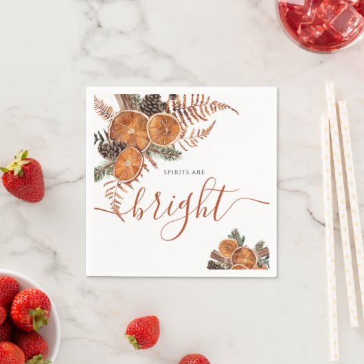 Rustieke citrus en dennenwinter vakantie servet (Insitu)