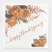Rustieke Citrus en Pine Happy Thanksgiving Servet (Voorkant)