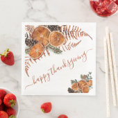 Rustieke Citrus en Pine Happy Thanksgiving Servet (Insitu)
