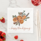 Rustieke Citrus en Pine Happy Thanksgiving Servet (Insitu)