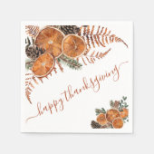 Rustieke Citrus en Pine Happy Thanksgiving Servet (Voorkant)