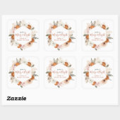 Rustieke Citrus Floral Herfst Winter Vakantie Part Vierkante Sticker (Vel)