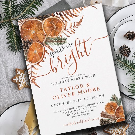 Rustieke Citrus Groenblijvende Kerstfeest Kaart