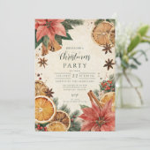 Rustieke Citrus Poinsettia Vrolijk Kerstfeest Kaart (Staand voorkant)