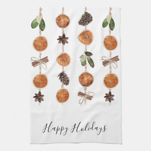 Rustieke Citrus Slinger Persoonlijke Kerstmis Theedoek (Verticaal)