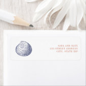 Rustieke Clam Shell Rood & Blauw Bruiloft Etiket (Insitu)