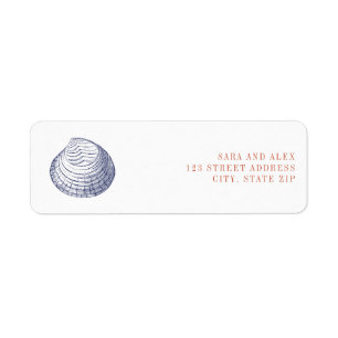 Rustieke Clam Shell Rood & Blauw Bruiloft Etiket