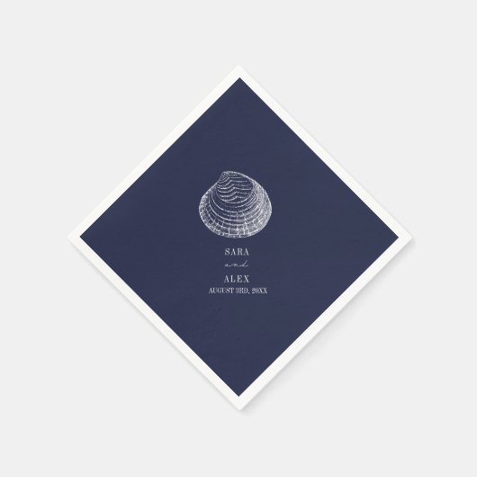 Rustieke Clamshell Blue Beach bruiloft Servet (Hoek)