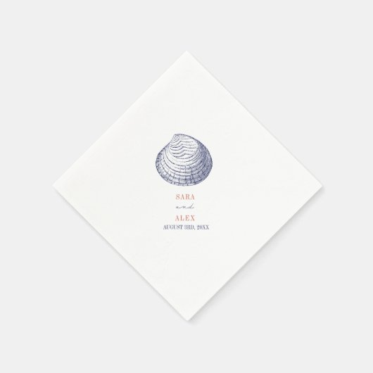 Rustieke Clamshell Red & Blue Beach bruiloft Servet (Hoek)