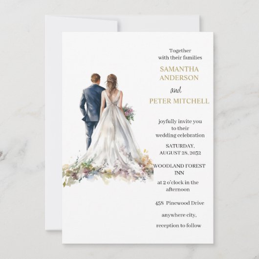 Rustieke Classic Boho Floral bruiloft uitnodiging (Voorkant)