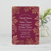 Rustieke Classy Gold Cranberry Herfst Bladeren Huw Kaart (Staand voorkant)