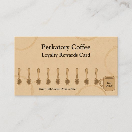 Rustieke coffeeshop Loyalty Kaart Lepels & Freebie (Voorkant)