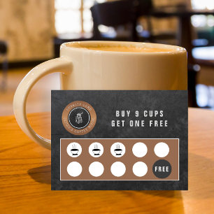 Rustieke coffeeshop punch holes krijtbord loyalite visitekaartje