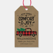 Rustieke Comfort en Joy Script Gift Label Ornament Cadeaulabel (Voorkant)