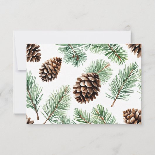 Rustieke conifeer laat dennenappel bruiloft RSVP kaartje (Achterkant)