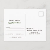 Rustieke Conifer Pine kegel bruiloft RSVP Uitnodiging Briefkaart (Achterkant)