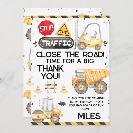 Rustieke constructie verjaardag dank u kaart (Voorkant / Achterkant)