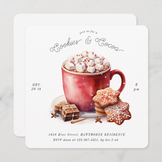 Rustieke Cookies en Cacao Vakantie Uitnodigen Kaart (Voorkant / Achterkant)